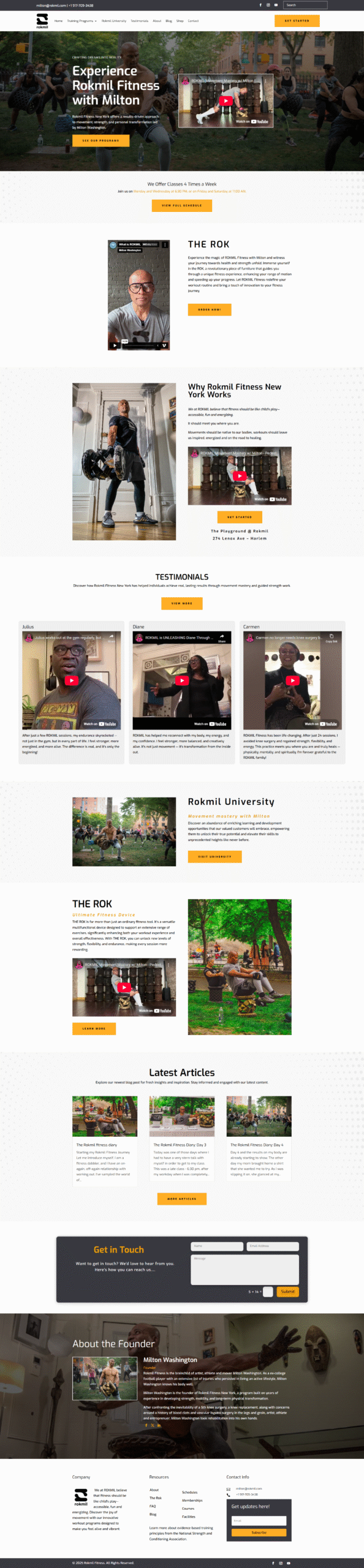 Rokmil Fitness New York Website Project